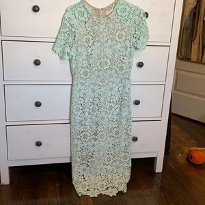 Mint lace shoshanna dress from Anthropologie